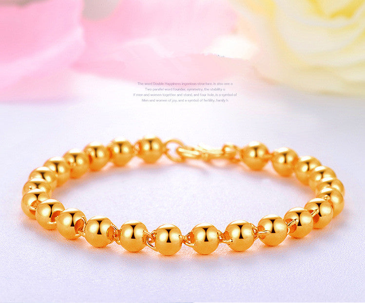 Herren-Armband aus runden Perlen mit 24k Goldimitation