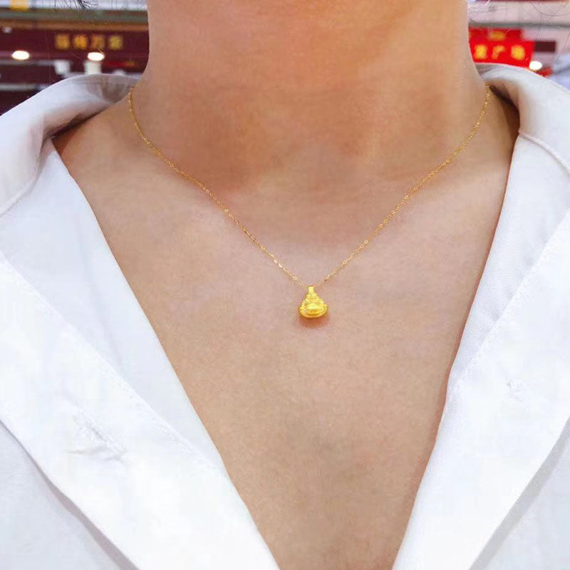 Gelbgold Buddha Anhänger 18K Gold Halskette