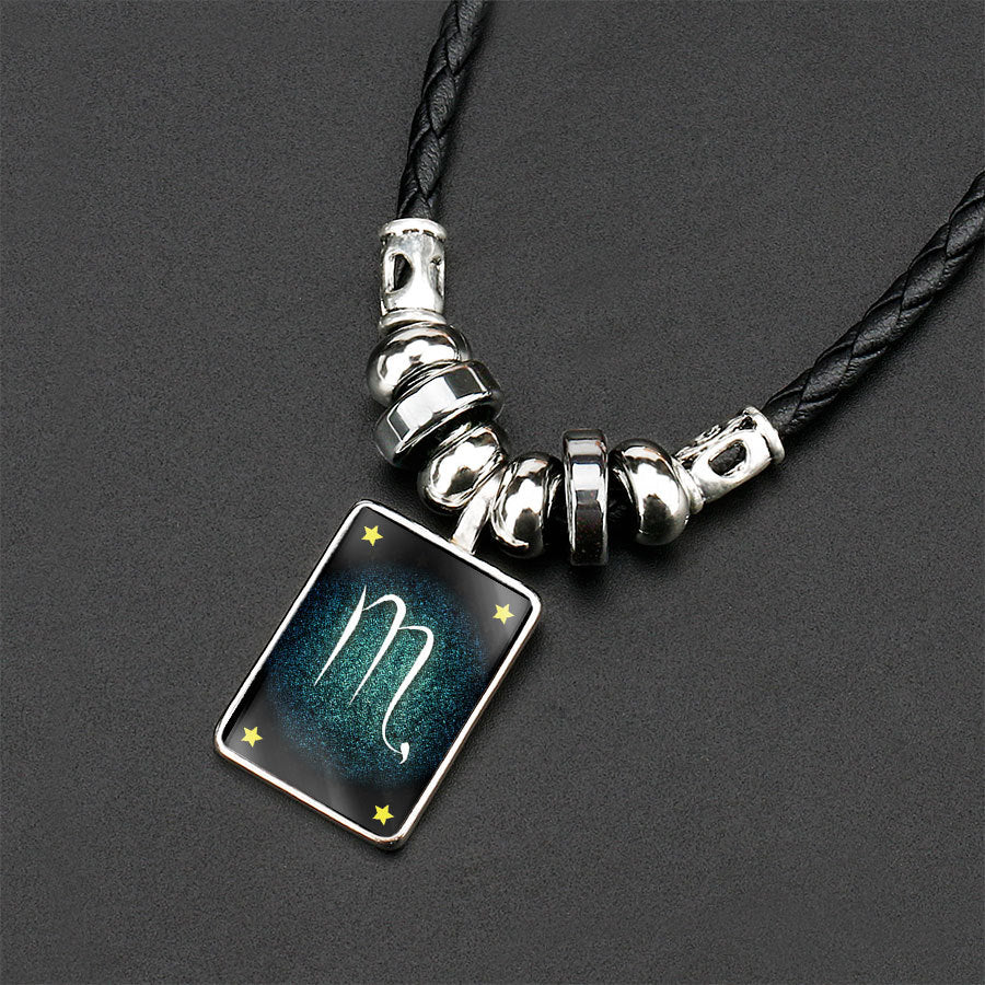 Obsidian Zodiac Couple Pendant Necklace