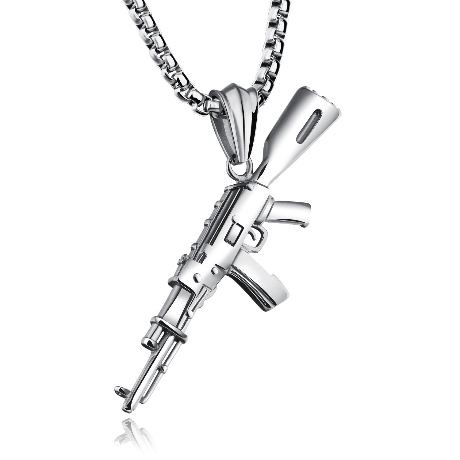 Herren AK47 Titanstahl Street Hip-Hop Dominante Edelstahl-Gewehrkette