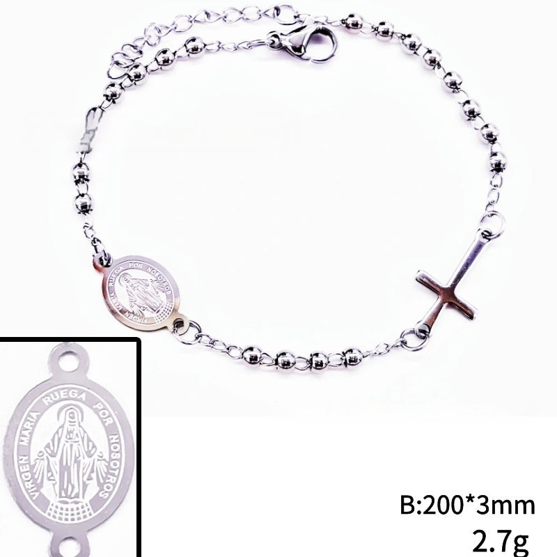 Stainless Steel Bead Cross Bracelet Jewelry Accessories