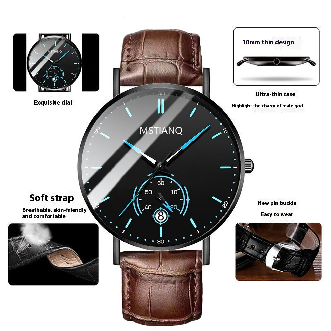 Armbanduhr Stylisch Schwarz Technologie Gürtel Raffinierter Stahl Koreanischer Lässiger Kalender