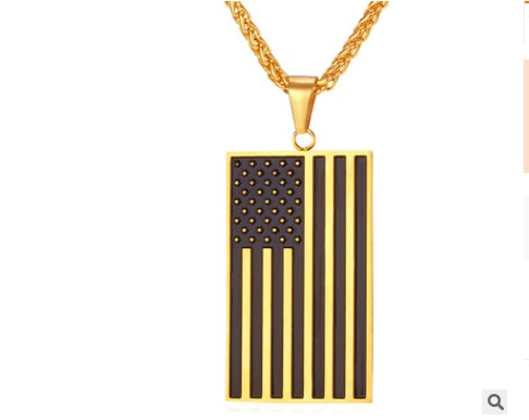 316L stainless steel military flag necklace