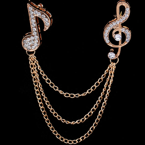 Brosche im britischen Stil für Herren mit Musiksymbol