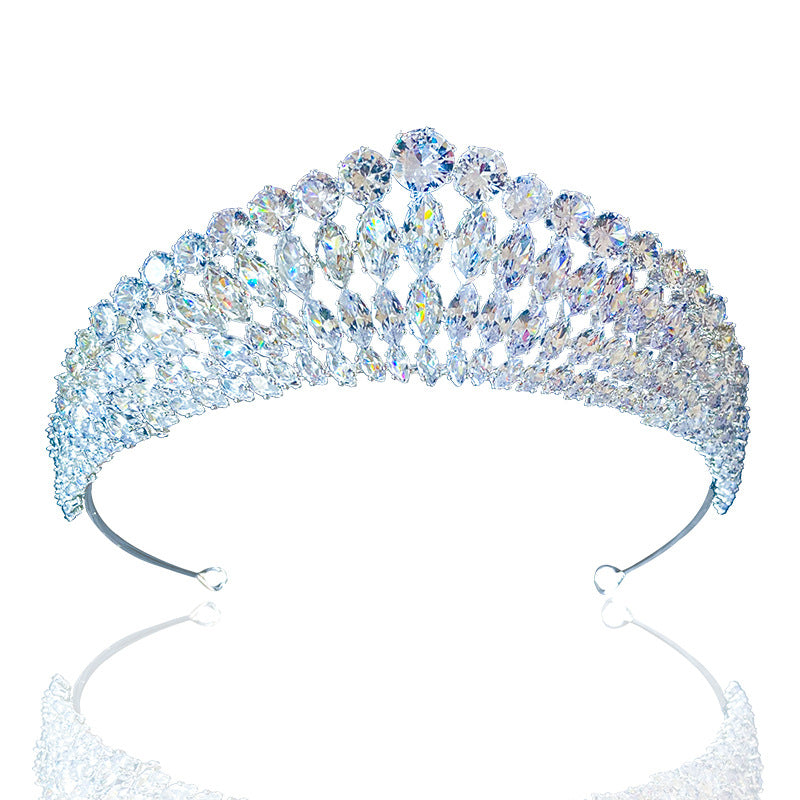 Vollständiger Diamant Super Blitz Zirkon Krone Kopfschmuck Königin Stirnband