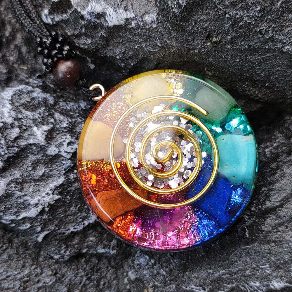 Chakra Multicolor Onyx-Jade-Anhänger-Halskette