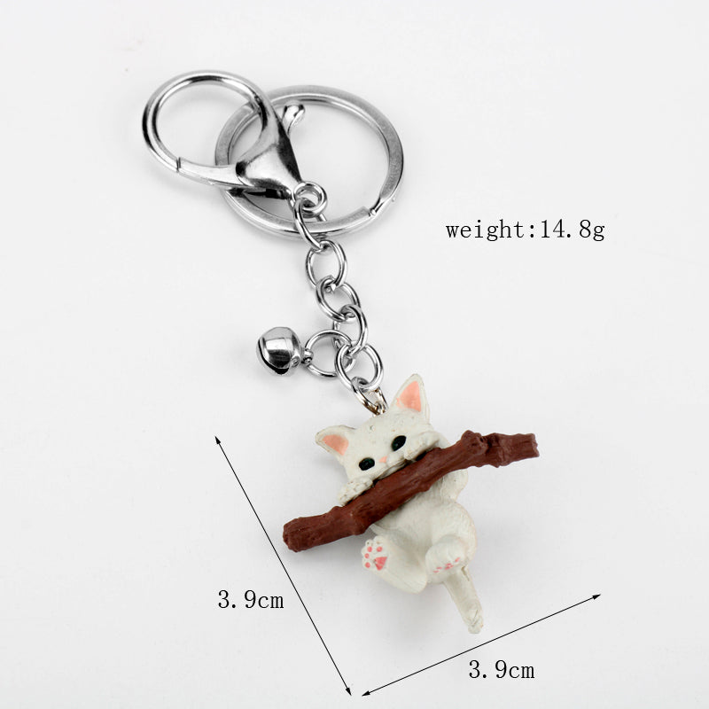 Llavero para sujetar una muñeca de gato rama de árbol