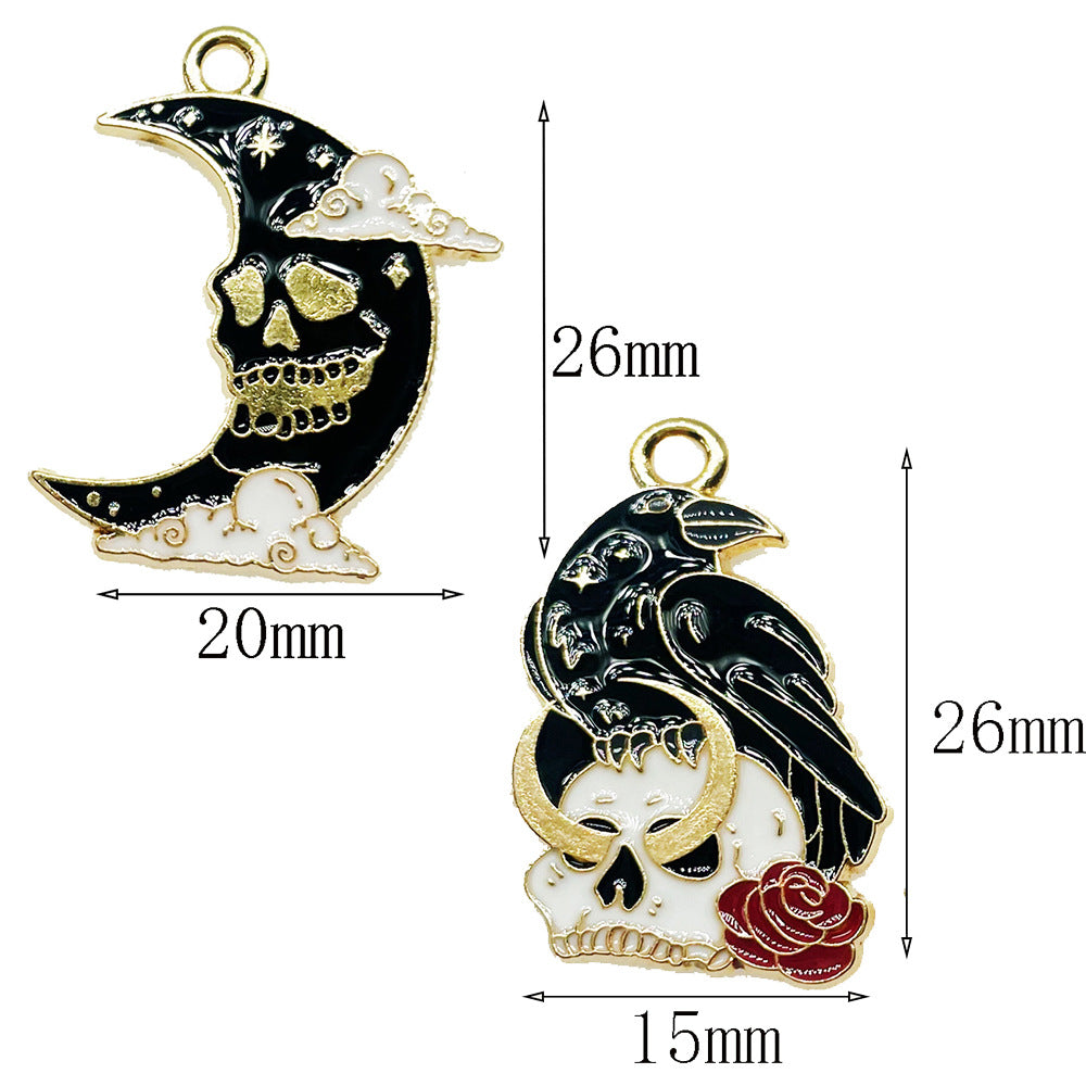 Halskette mit Anhänger im Gothic-Stil mit schwarzer Krähe
