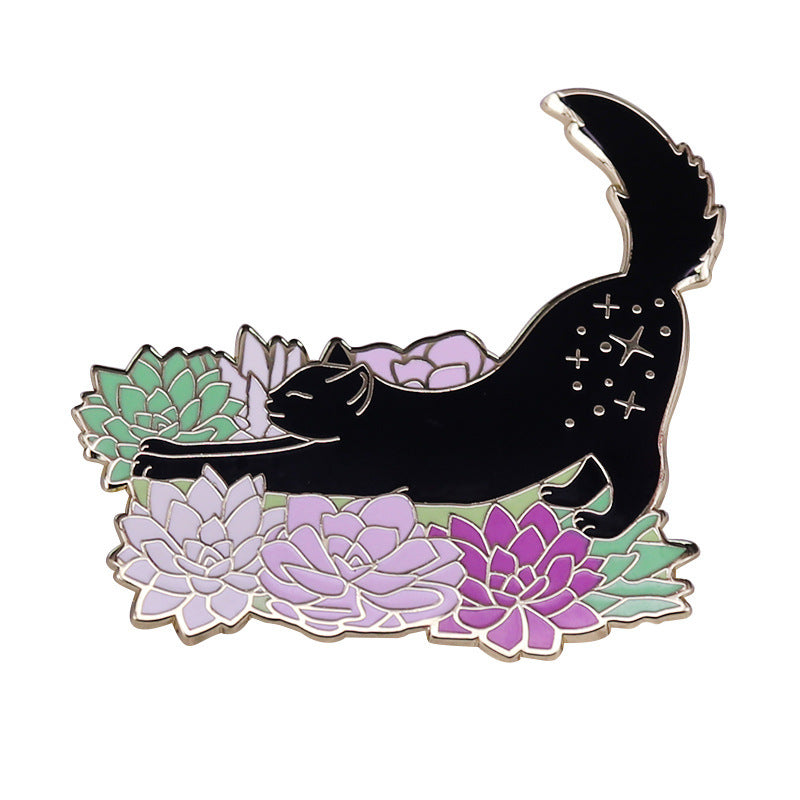 Broche Gato Estirándose Chapa Mashup