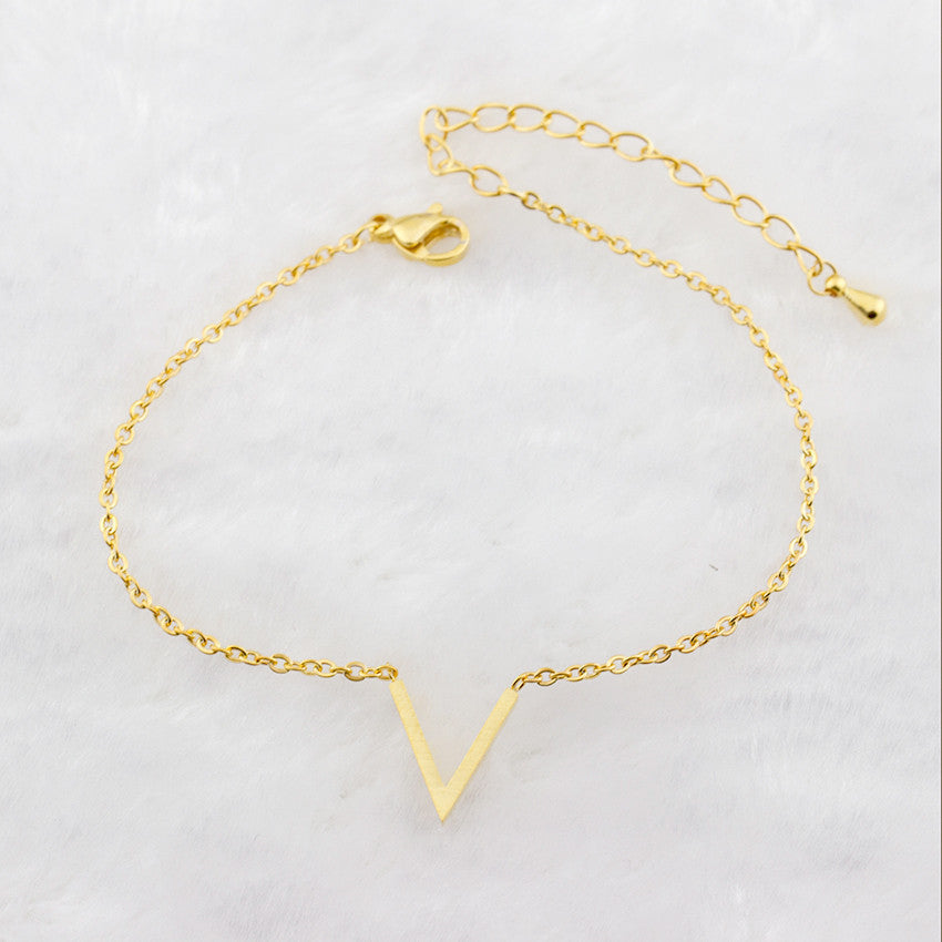 Pulseras en V para mujer de cadena de acero inoxidable