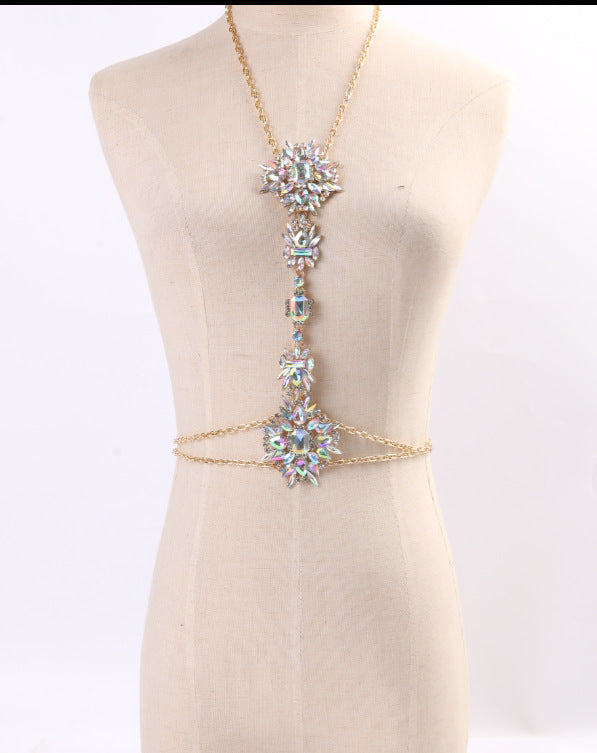 Cadena Corporal de Collar de Flores de Diamante