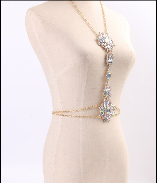 Cadena Corporal de Collar de Flores de Diamante
