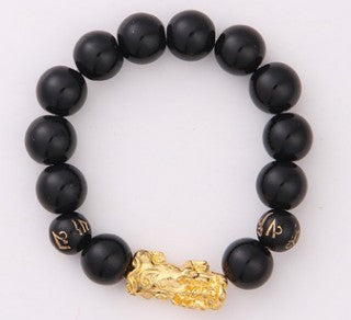 Obsidian 18K Gold Armband sechs mutige Wörter an der Hand und kleine Perlen Transport Geschenke Großhandel