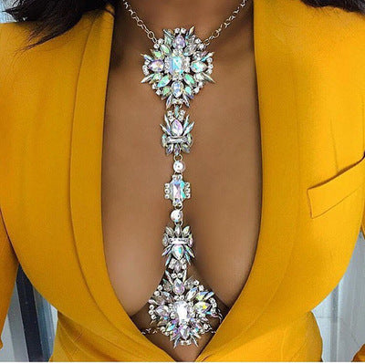 Cadena Corporal de Collar de Flores de Diamante