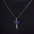 Modeschmuck Retro Edelstein Drachenschwert Edelstahlkette Halskette