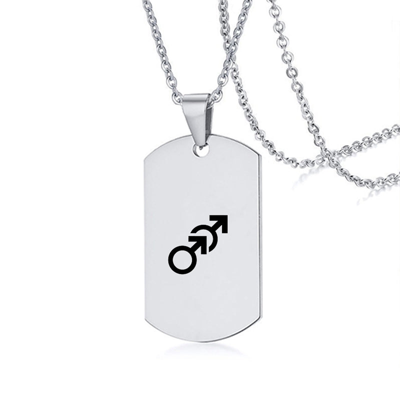 Edelstahl LGBT ID Halskette Schmuck Gravieren Gay Lesbian Transgender Symbol Hundemarken Halsketten für Männer Frauen