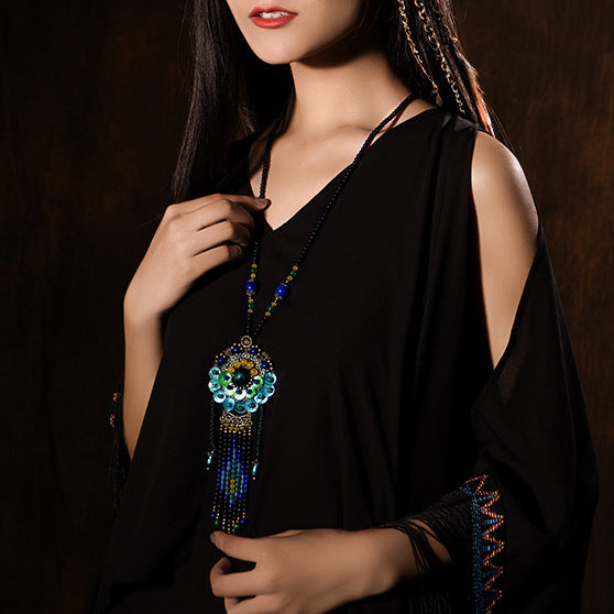 Joyería de collar largo estilo étnico para mujer