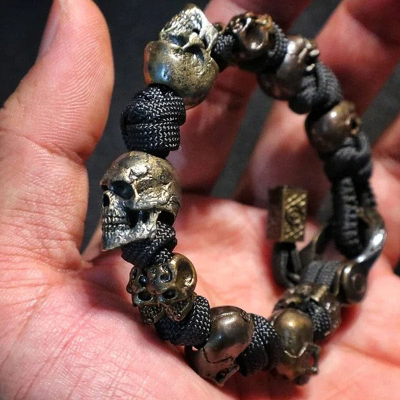 Halloween Jewelry Skull Premium Paracord Bracelet Stylish Skull Premium Paracord Bracelet Men's Handmade Punk Hiphop Woven Bracelet Creative