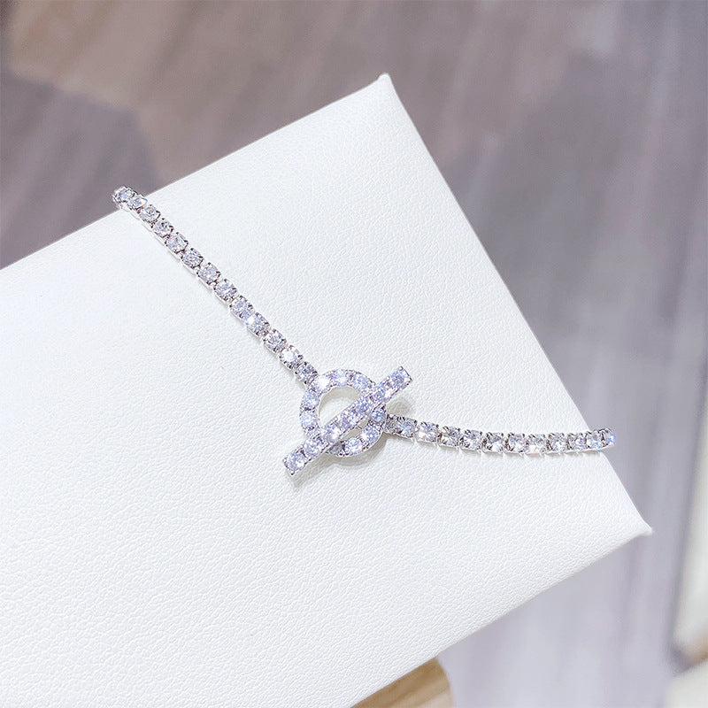 Pulsera de personalidad sencilla Pulsera de circonia cristalina de moda para mujer