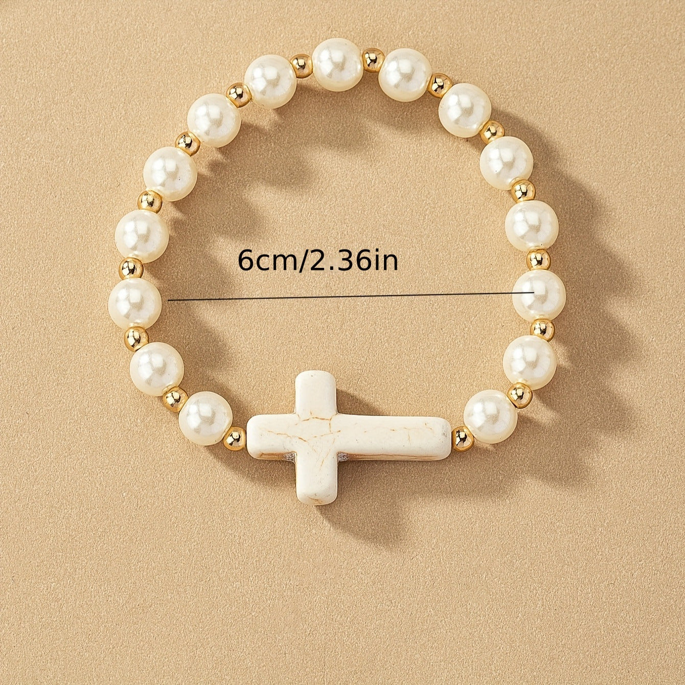 Bracelet Natural Stone Cross Pearl