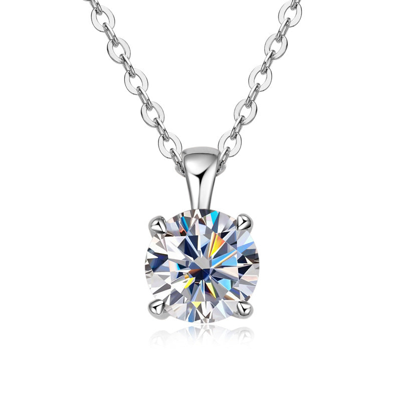 Klassische vierzackige Diamantkette, hochwertig 925 versilbert, 18 Karat vergoldeter Anhänger