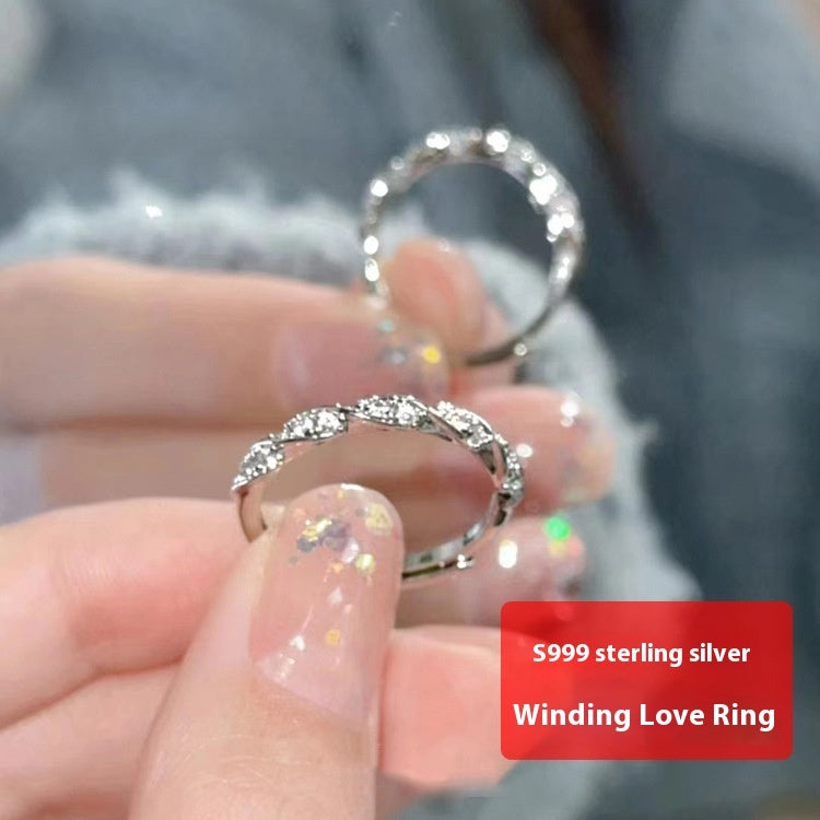 Anillo de plata de ley S999 "Winding Love" de joyería de moda