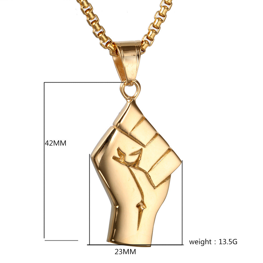 Herren Gold Faust Titan Stahl Anhänger Halskette