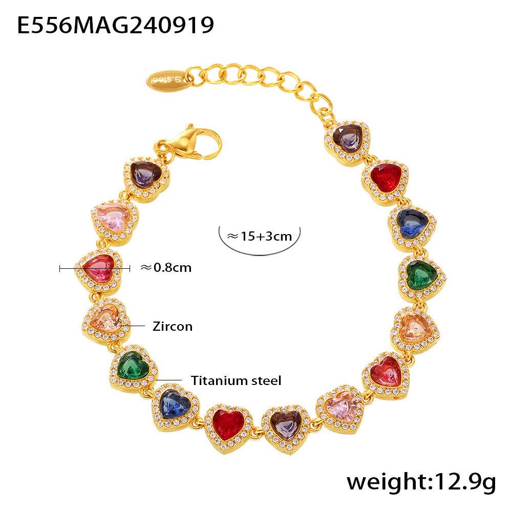 Pulsera de empalme de circonitas brillantes con diseño de amor, estilo europeo y americano, temperamento de lujo ligero