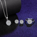 Sechs-Krallen-Moissanit-Ring-Ohrstecker-Halskette Damen-Schmuckset