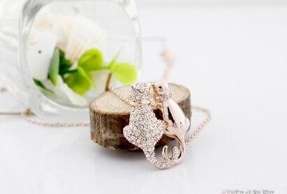 Lovers Couple Cats Pendant Necklace