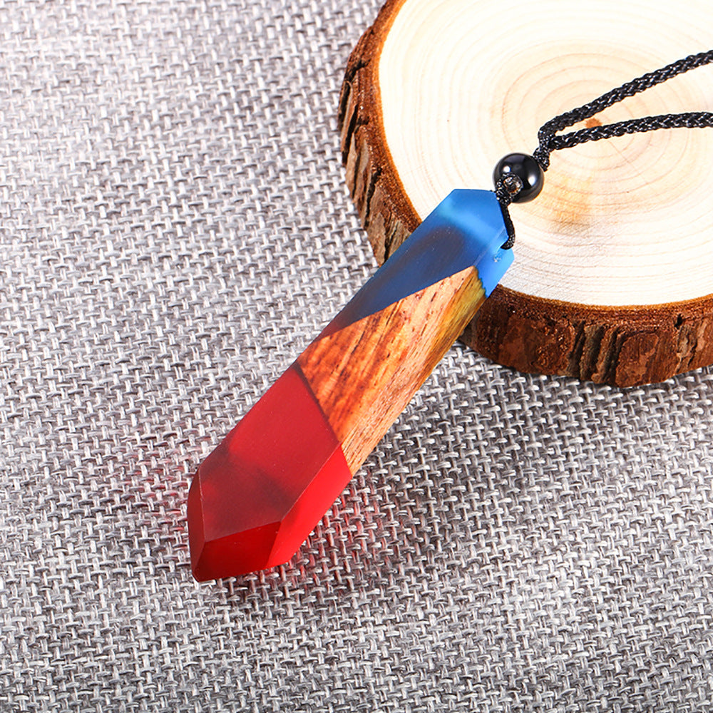 Vintage Halskettenanhänger aus Holz und Harz