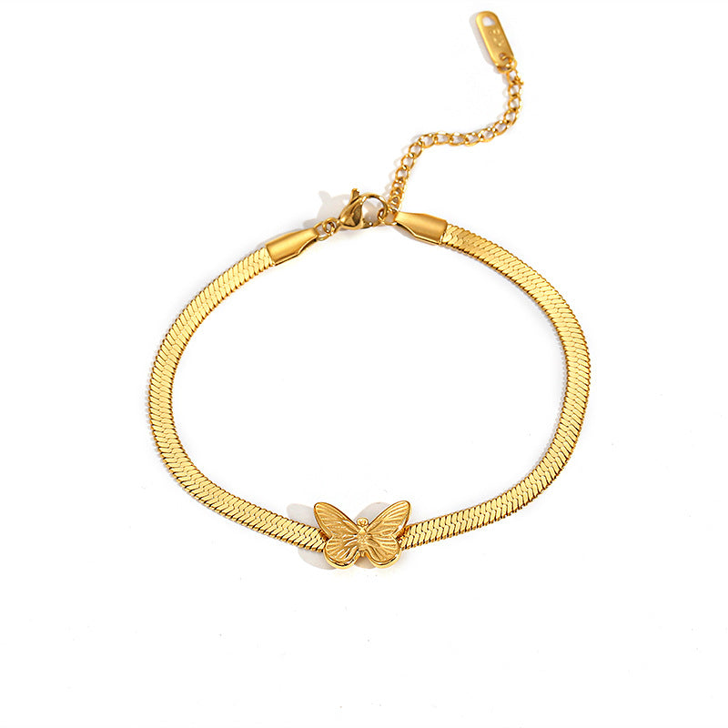 Schmetterlingsarmband Damen 18K Gold Schlangenkette Schmuck