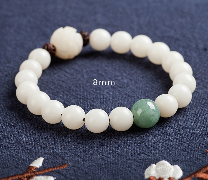 Natürliche weiße Jade Bodhi Armbänder Perlen Armbänder Damen schlichte Bodhi Armbänder Transfer Perlen