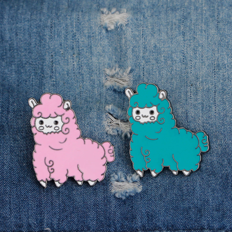 QIHE JEWELRY Alpaca Pin Sheep Brooches Cartoon Brooch Badges Lapel Pin Cute Kawaii Jewelry For Girls Alpaca Jewelry