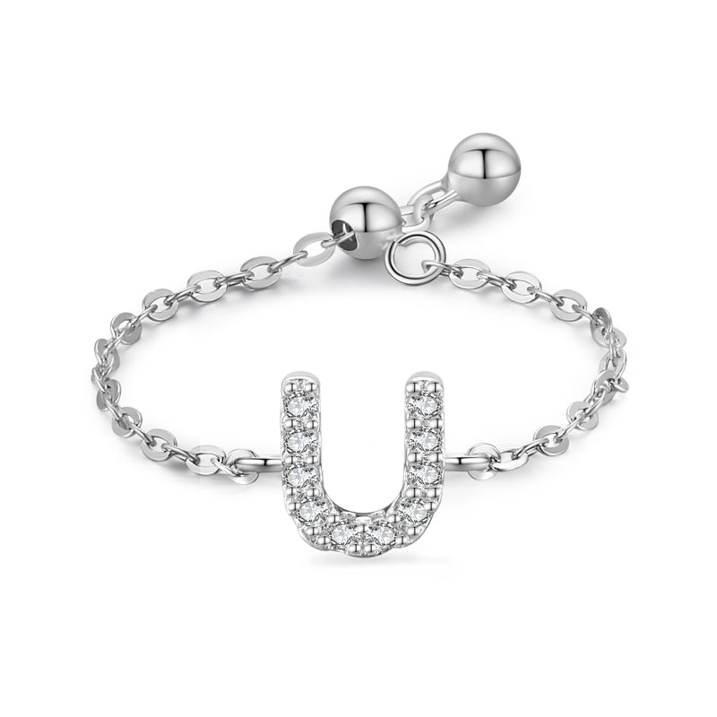 Brief-Kettenring Damen Mode Nische Design Liebe Dünner Ring Schmuck