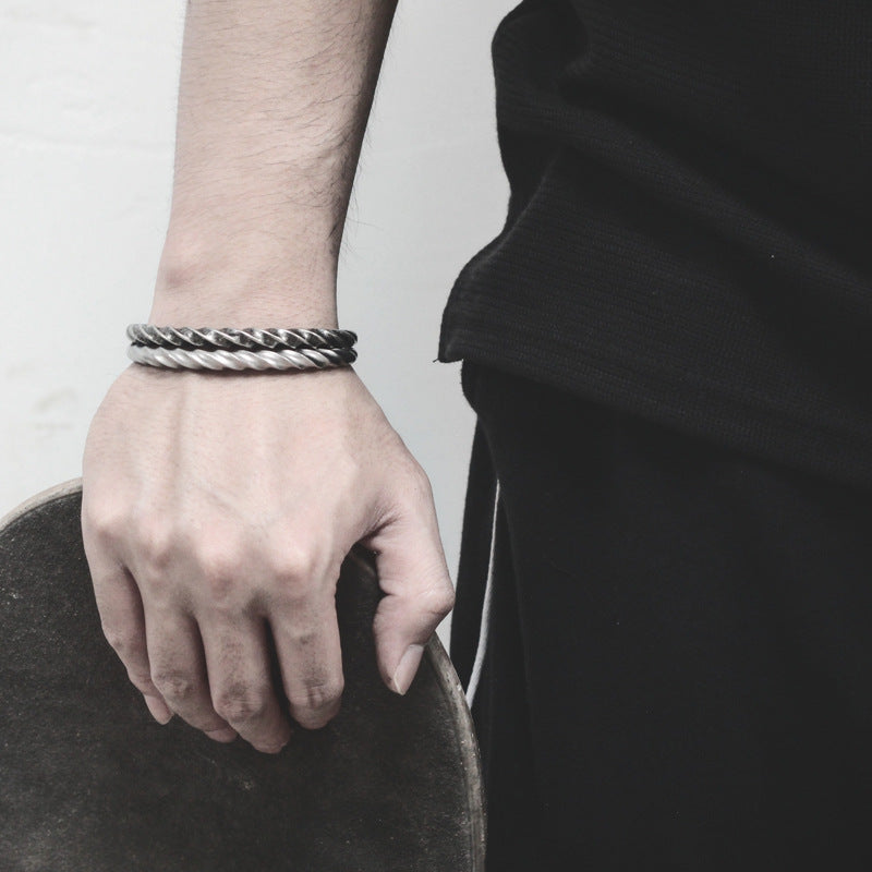 Retro Simple Rotary Knob Open Horn Bracelet