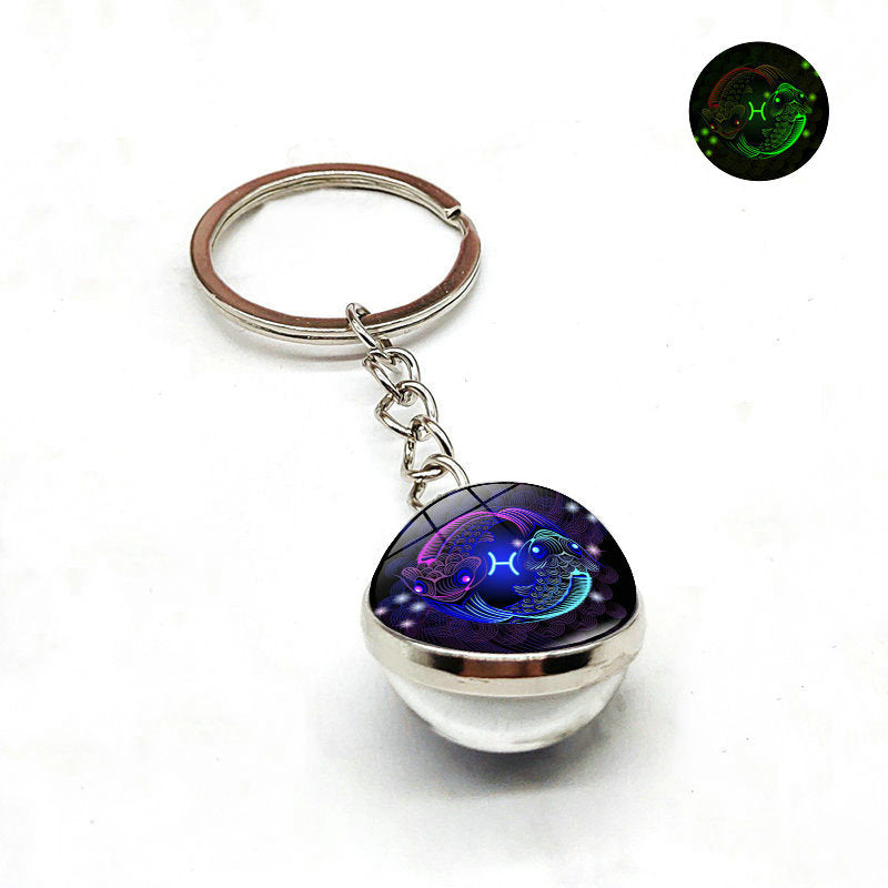 Zodiac Luminous Glass Ball Key Chain
