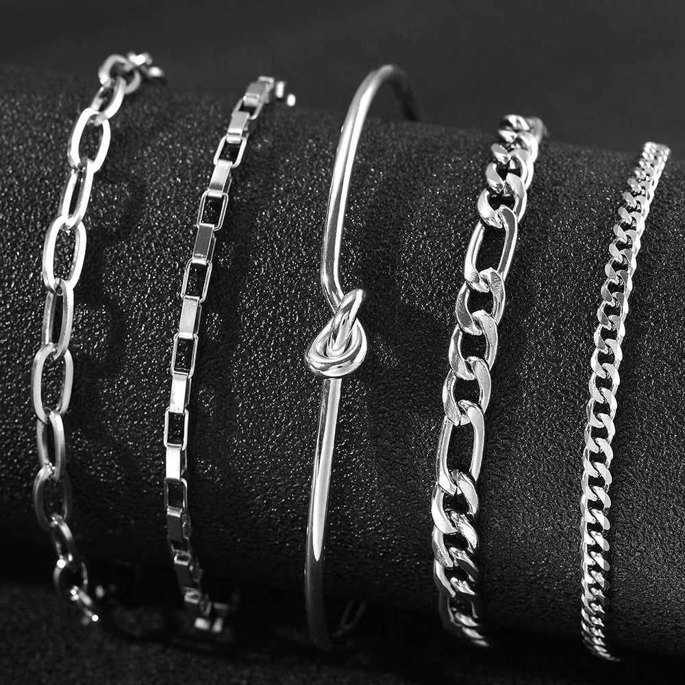 Pulsera Retro de Cadena Gruesa Personalizada Pulsera Abierta Intercambiable Estilo Gemelo