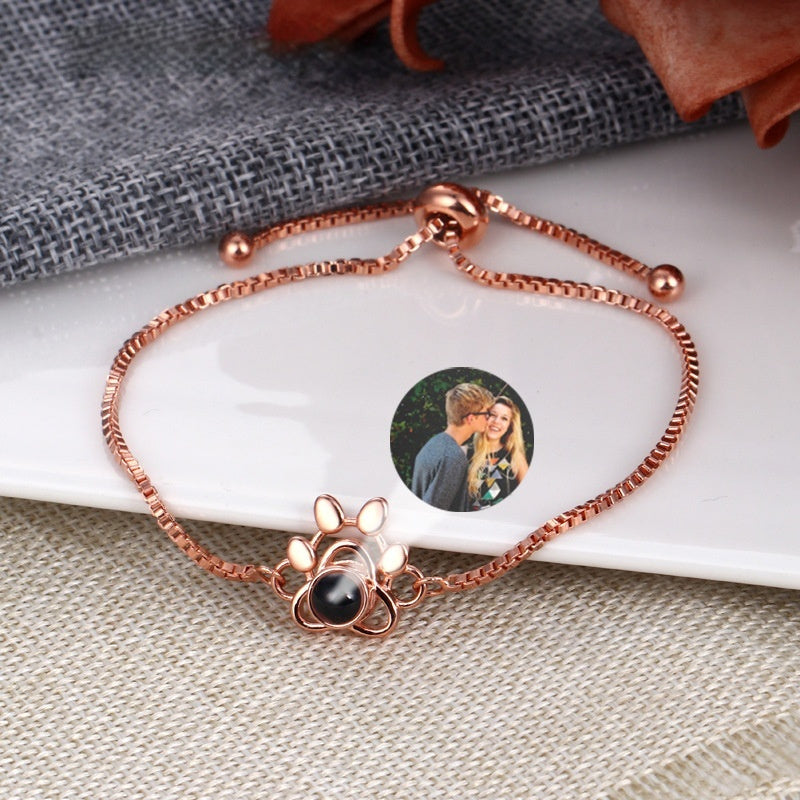 Micro Carved Projection Customized Animal Bracelet For Couples Black And White Dog Claws