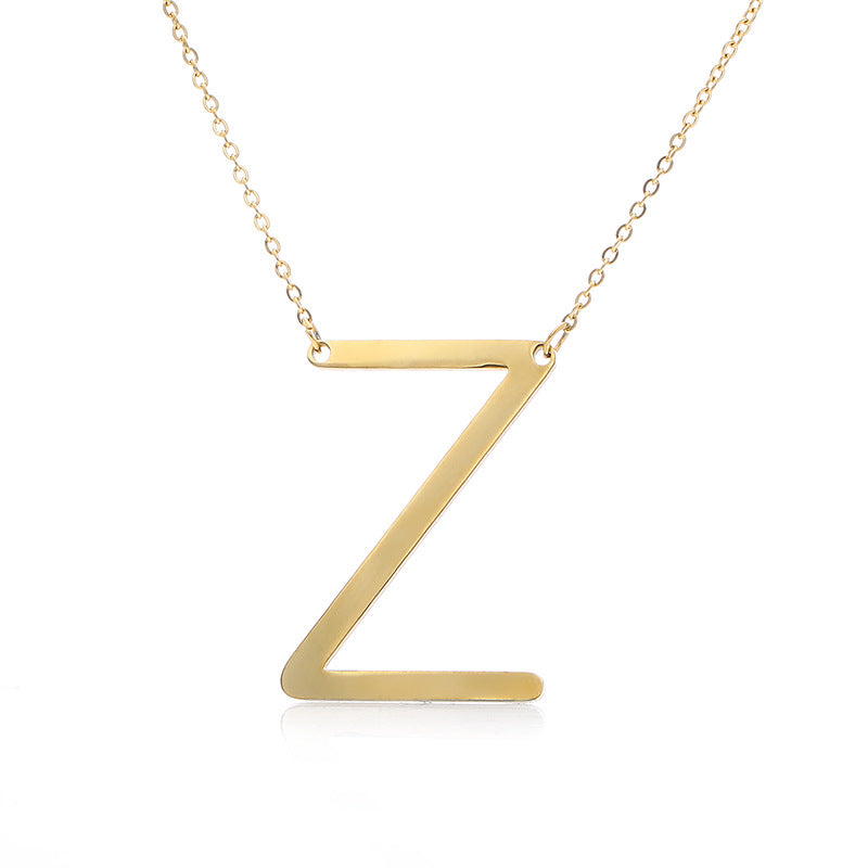 Fabuloso collar con colgante de letra inicial de acero inoxidable chapado en oro rosa