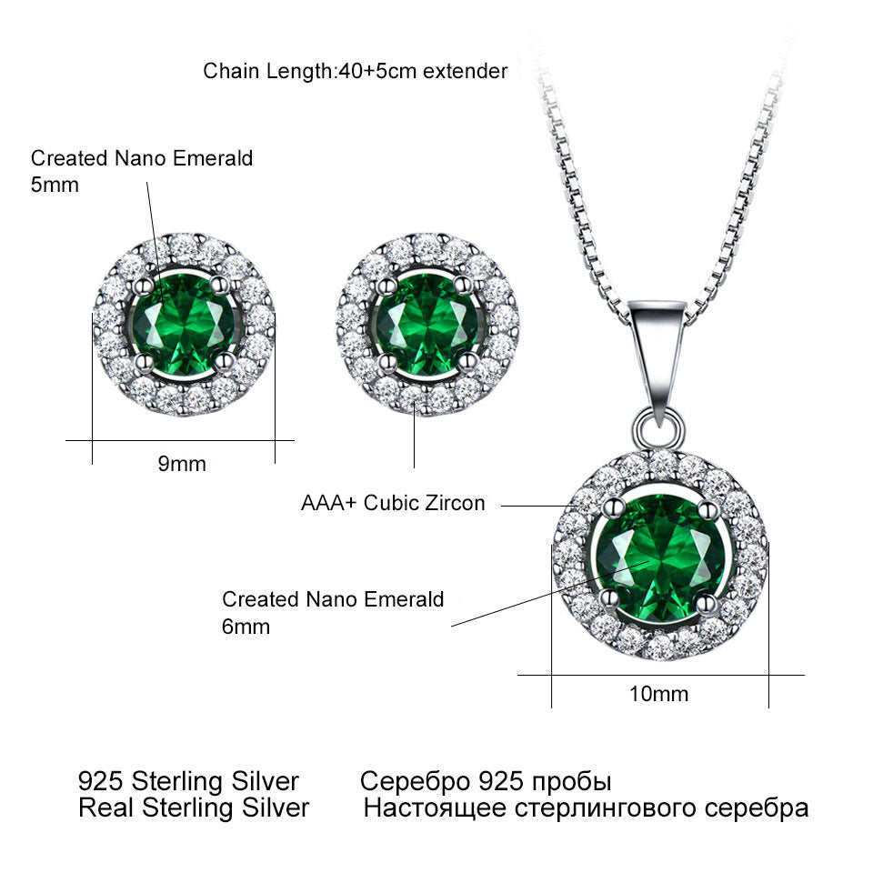Smaragd-Ohrhänger aus 925er Sterlingsilber, zweiteiliges Set