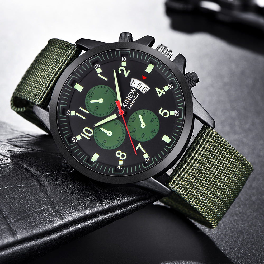 Herrenmarkenuhren, modische Militär-Sportuhr mit Nylonarmband