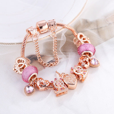 Exquisites Damenarmband Herz Krone Perlen Schmuck