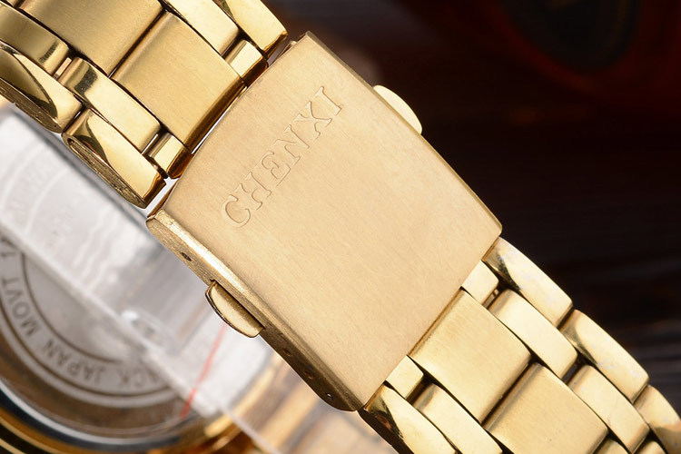 Relojes de vestir de lujo para hombre de oro de acero inoxidable