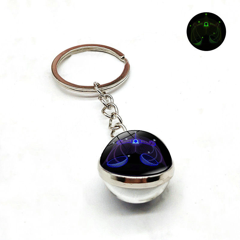 Zodiac Luminous Glass Ball Key Chain