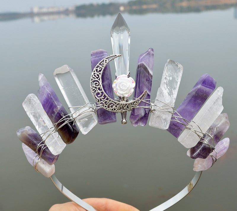 Natürliche Kristall-Säule, handgefertigte Kronen-Haaraccessoires