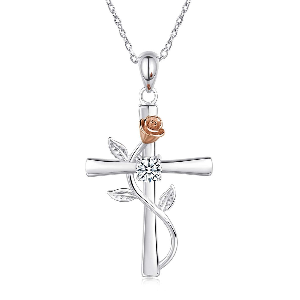 Rosenkreuz-Halskette mit Strass, modische Persönlichkeitsanhänger-Halskette als Valentinstagsgeschenk