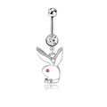 Piercing para ombligo con diseño de conejo, joyería para danza del vientre