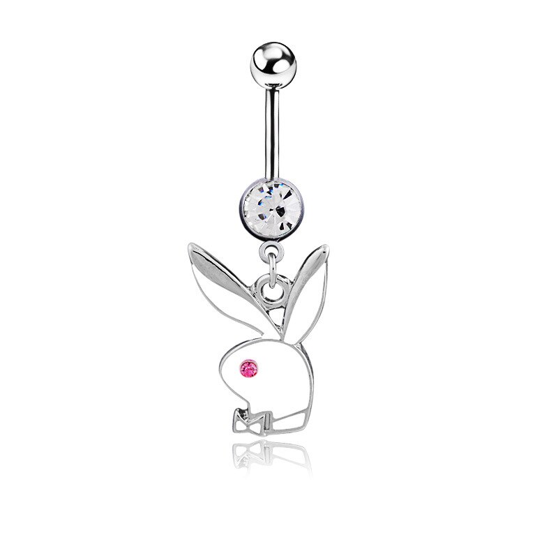 Piercing para ombligo con diseño de conejo, joyería para danza del vientre