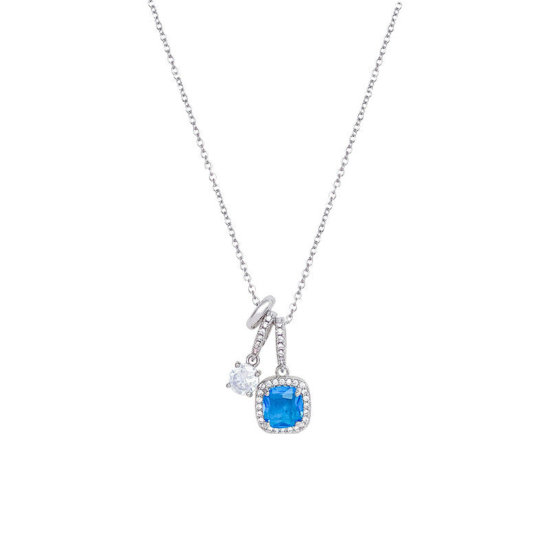 Damen super glänzende blaue Zirkon-Halskette Nische High-End Schlüsselbeinkette